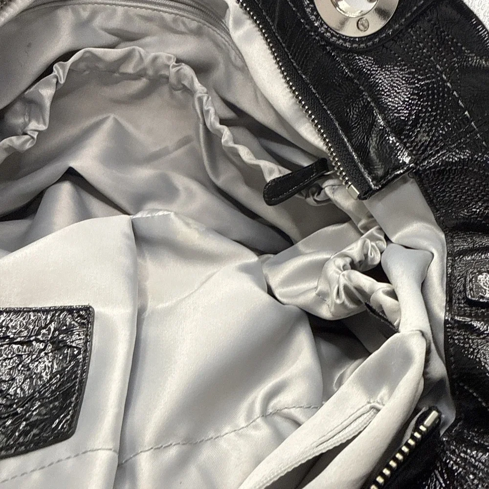 Coach Alex Signature Black Patent Leather Baby Travel Tote Bag‎